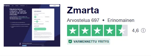Zmartan 4,6/5 arvosana Trustpilotissa